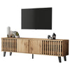 Modern TV Stand TV Console Unit with Grille Doors & Shelves, 180 cm, Wood Grain