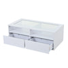 LED Coffee Centre Table with 2 Drawers & Open Storage, Tempered Glass Top, White