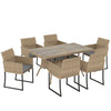 7 Piece Rattan Garden Furniture Set, Garden Dining Set with Wood-Plastic Table
