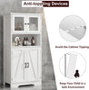 Freestanding Pantry Storage Cabinet w/Glass Doors,Adjustable Shelves,Tall Cupboa