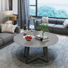 2Pcs Round Nesting Coffee Table Grey Marble End Side Tables Furniture Cross Legs
