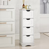 4-Drawer Bathroom Cabinet Narrow Floor Standing Cabinet White