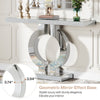 43-Inch Mirrored Console Table with O-Shaped Base, Modern Silver Entryway Table