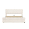 King Bed Storage Bed Frame w/ Diamond Tufted Headboard, USB-C Charging, Beige