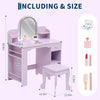 Kids Vanity Set with LED Mirror,Makeup Desk with 1 Drawers &,2 Open Shelves