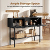 Freestanding Sofa Table with Flip Doors & Open Storage Shelf