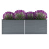 Garden Planter Galvanised Steel 240x80x77cm Grey M8H5