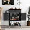 Rolling Kitchen Island Cart Mobile Serving Cart with Drawer-Black