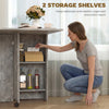 Mobile Drop Leaf Dining Table Folding Desk w/ 2 Wheels Cement Grey