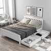 4ft6 Wooden Double Bed Frame Pine Wood W/ Storage Drawers Bed Furniture White