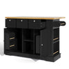 Kitchen Island Storage Trolley Cart with Drop Leaf, Drawers & Spice Racks, Black