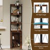 Industrial Corner Bar Cabinet, 4 Tier Freestanding Rack with Glass Holder
