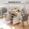 Folding Dining Table, Rolling Drop Leaf Table with Hidden Shelf & Cabinet, White