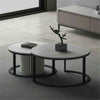Round Nesting Coffee Table Set of 2 Solid Marble Grey Side End Desk Accent Table