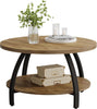31.5'' Round Coffee Table 2-Tier Wooden Circle Center Cocktail Table Living Room