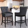 1/2X Linen Bar Stools High Counter Breakfast Chair Kitchen Pub Restaurant Wooden