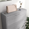 Slim Shoe Storage Cabinet with 3 Flip Drawers, Grey