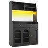 LED Kitchen Storage Cabinet 120x40x180cm with App Sync Lighting & 2 Drawers
