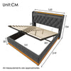 Ottoman Hydraulic Storage King 5ft Grey Upholstered Bed Frame with LED Lights