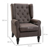 Accent Chair Wingback Armchair Retro Tufted Club Wood Fabric, Brown