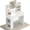 White Dressing Table Vanity Makeup Desk With 2 Drawers & LED Mirror & 4 Mrwtwdgc