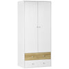 2 Door Wardrobe White Wardrobe with Drawers and Hanging Rod Refurbished