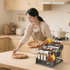 3-Tier Adjustable Height Spice Rack Organizer，Metal Storage for Kitchen Cabinet