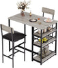 Dining Table Set for 2, Small Kitchen Table with 2 Upholstered Chairs Storage