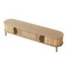 Solid Wood & Rattan TV Stand - Natural Style Cabinet with Doors & Drawers UK