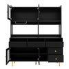 MULTI-PURPOSE KITCHEN STORAGE CABINET W/ CUPBOARD CABINETS DRAWERS SHELVES BLACK