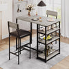 3-Piece Bar Table Set w/ Storage Shelf and 2 Stool Chair for Dining Room Kitchen