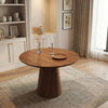 Round Dining Table for 4 Modern Wood Kitchen Table w/ Pedestal Base Space-Saving