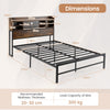 Double Size Metal Platform Bed with Storage Shelves