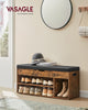 Shoe Bench with Cushion Storage Bench with Padded Seat Rustic Brown LHS130B01