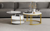Set of 2 Nesting Coffee Tables Round Stacking Sofa Side Tables for Living Room