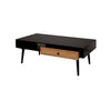 Coffee Table Matt Black Rectangular Wooden With Window Shelf And Drawer Modern