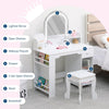 Kids Vanity Set with LED Mirror,Makeup Desk with 1 Drawers &,2 Open Shelves