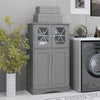Storage Cabinet Linen Storage Cabinet with Doors-Grey Bathroom
