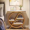 End Table for Living Room, 3-Tier Faux Marble Side Sofa Table with Metal Frame