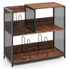 3-Tier Record Player Stand Vinyl Display Rack w/Storage-Brown