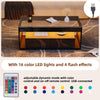 Black Coffee Table with LED Lights, 2 Storage Drawers & Glass Top, Centre Table