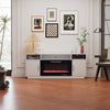Living Room TV Stand with Electric Fireplace Fire LED Flame Heating Cabinet Unit