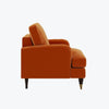 Orange Velvet Armchair with Saddle Arms Wood Legs Foam Filled Traditional
