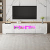 200cm All High Gloss White TV Stand Cabinet Unit Doors Storage with LED Cupboard