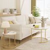 Round Coffee Table Set of 2 Stacking Side End Table Nesting Tables Marble Effect