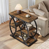 4-Shelf End Table, 23.6‘’ Rustic Narrow Side Table with Storage for Living Room