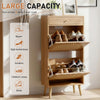 Bonnlo Rattan & Drawer Shoe Cabinet, 2 Bins + 1 Drawer, Adjustable