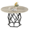 120cm Round Dining Table for 4-6,Kitchen Table with Sturdy Metal Pedestal Base