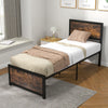 Single Size Bed Frame with High Headboard Metal Slats