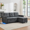 Sofa Bed Pull Out Sectional Couch Bed Convertible Settee with Storage, Grey